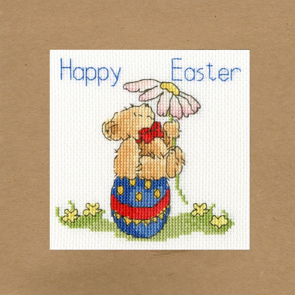 Easter Teddy Cross Stitch Card