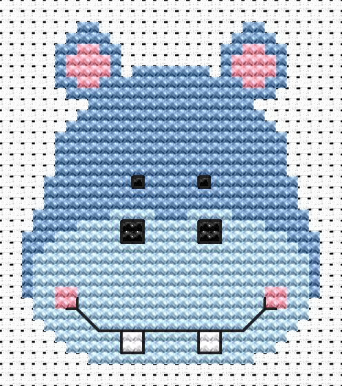 Hippo Cross Stitch - Sew Simple