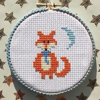 Children's Fox Cross Stitch and Hoop