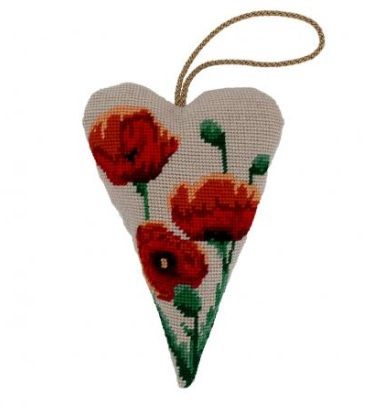 Large Red Poppy Lavender Heart Tapestry Kit