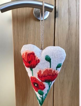 Large Red Poppy Lavender Heart Tapestry Kit
