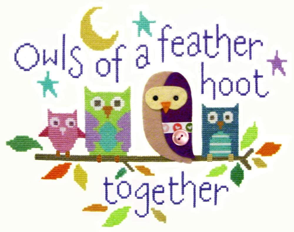 Owls of a Feather -  Cross Stitch & Felt Applique 