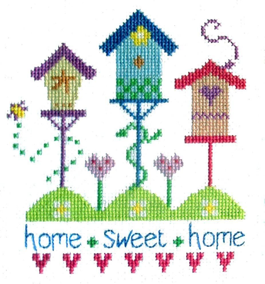 Bird Houses Cross Stitch - Home Sweet Home