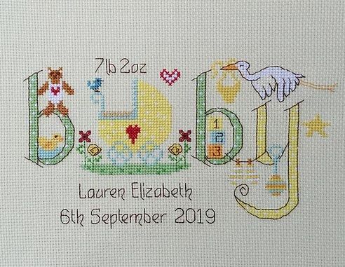 Baby Sampler - Neutral Colours - Nia Cross Stitch