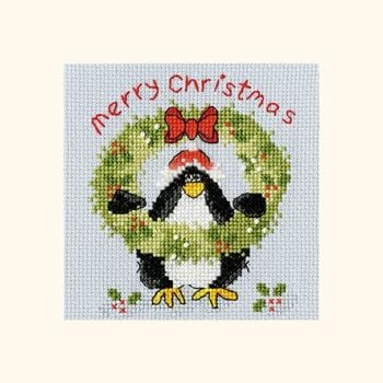 Prickly Holly Penguin Christmas Card