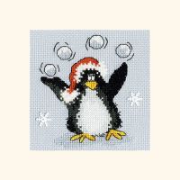 Playing Snowballs Penguin Christmas Card