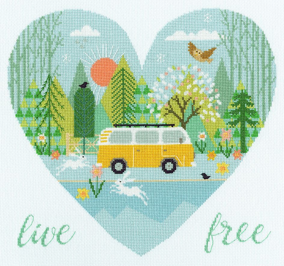 Live Free Camper Van Cross Stitch - Bothy Threads