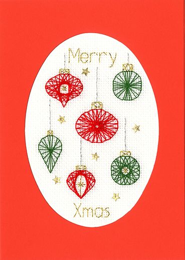 Christmas Baubles Cross Stitch Card