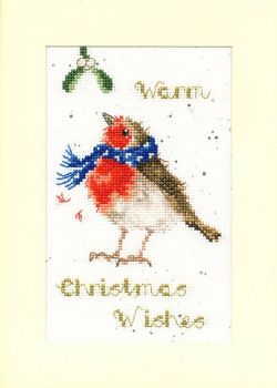 Warm Wishes Robin Christmas Cross Stitch Card