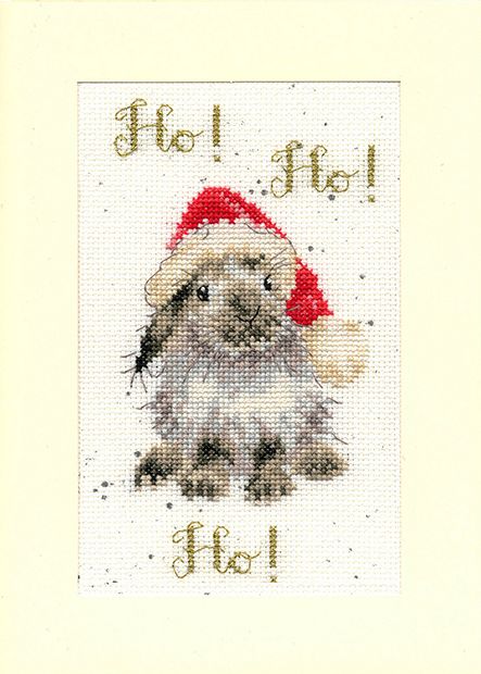Ho! Ho! Ho! Rabbit Christmas Cross Stitch Card