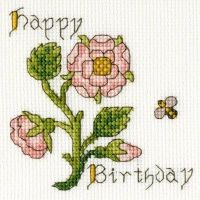 Rose Birthday Cross Stitch Card