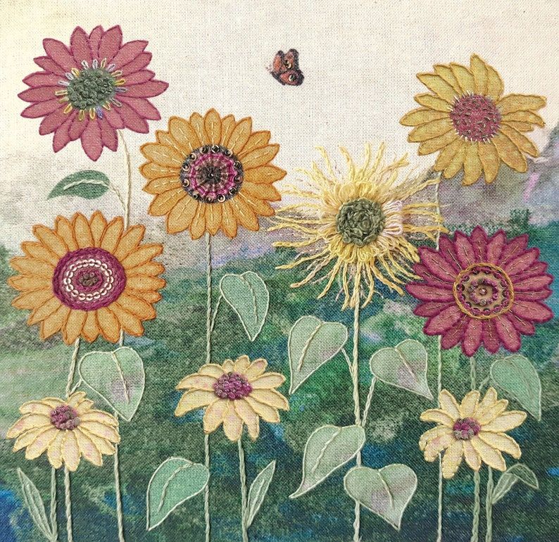 Sunflower Meadow Embroidery - Beaks and Bobbins