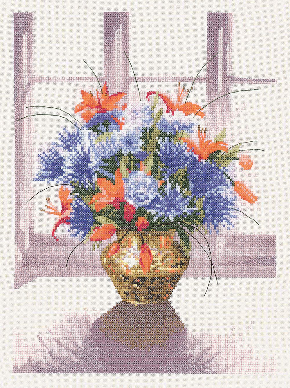 Brass Vase Flowers - John Clayton Cross Stitch