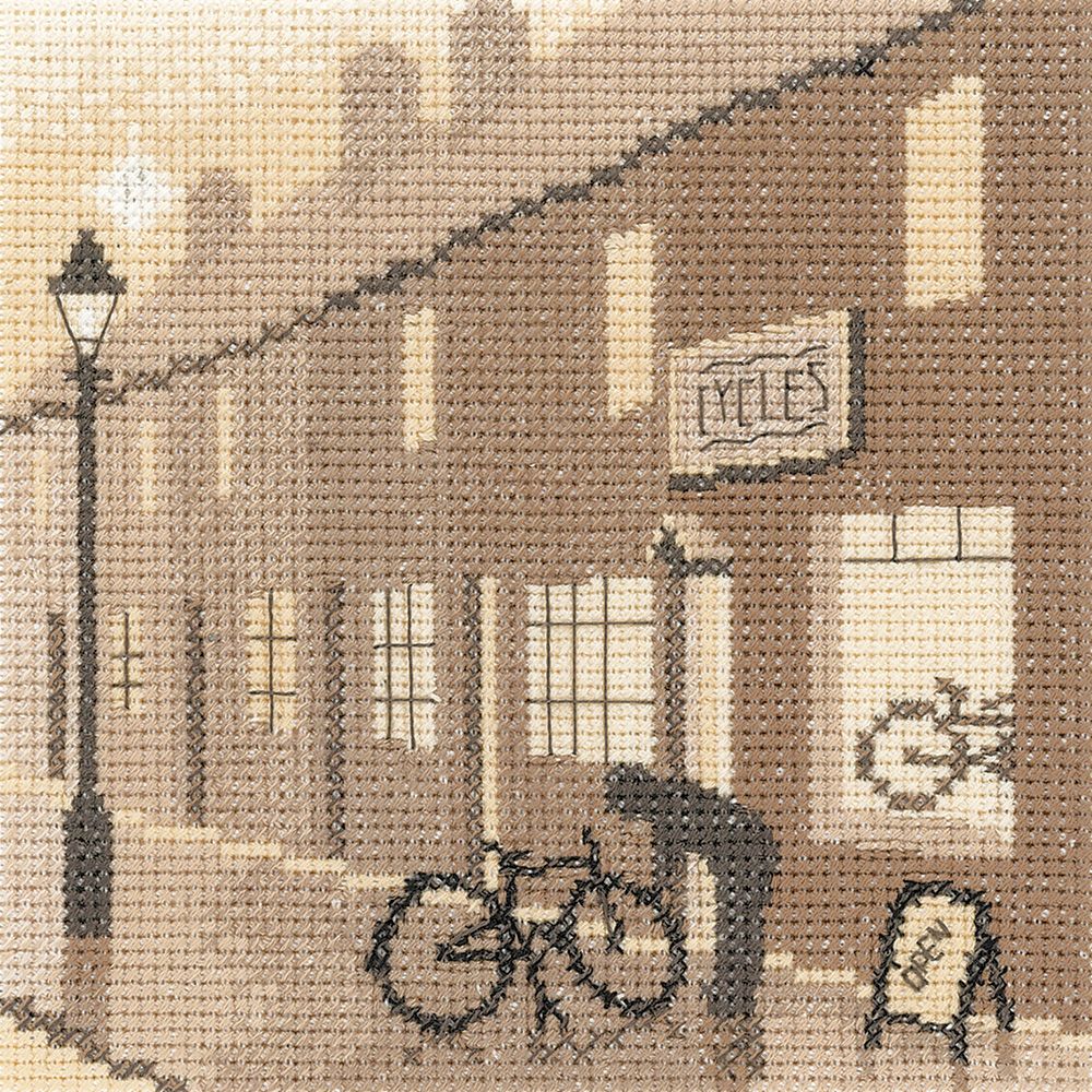 Bike Shop - Sepia Cross Stitch
