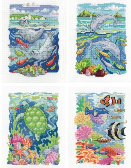 Seals, Dolphins, Turtle and Fish Cross Stitch