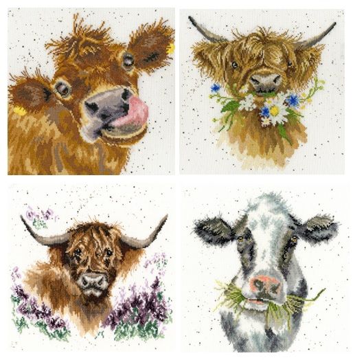 Cow Cross Stitch Kits - Hannah Dale (Set of 4)