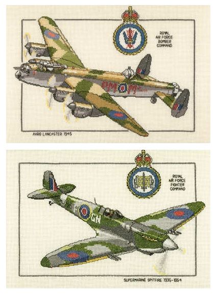 Supermarine Spitfire and Lancaster Planes Cross Stitch