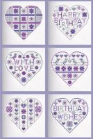 Six Purple Birthday Cross Stitch Card Kits