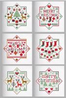 Six Merry Happy Christmas Cross Stitch Card Kits