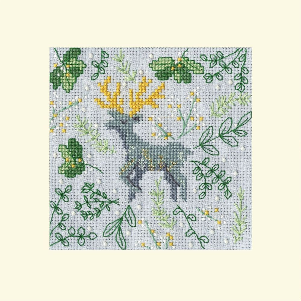 Scandi Deer Christmas Cross Stitch Card