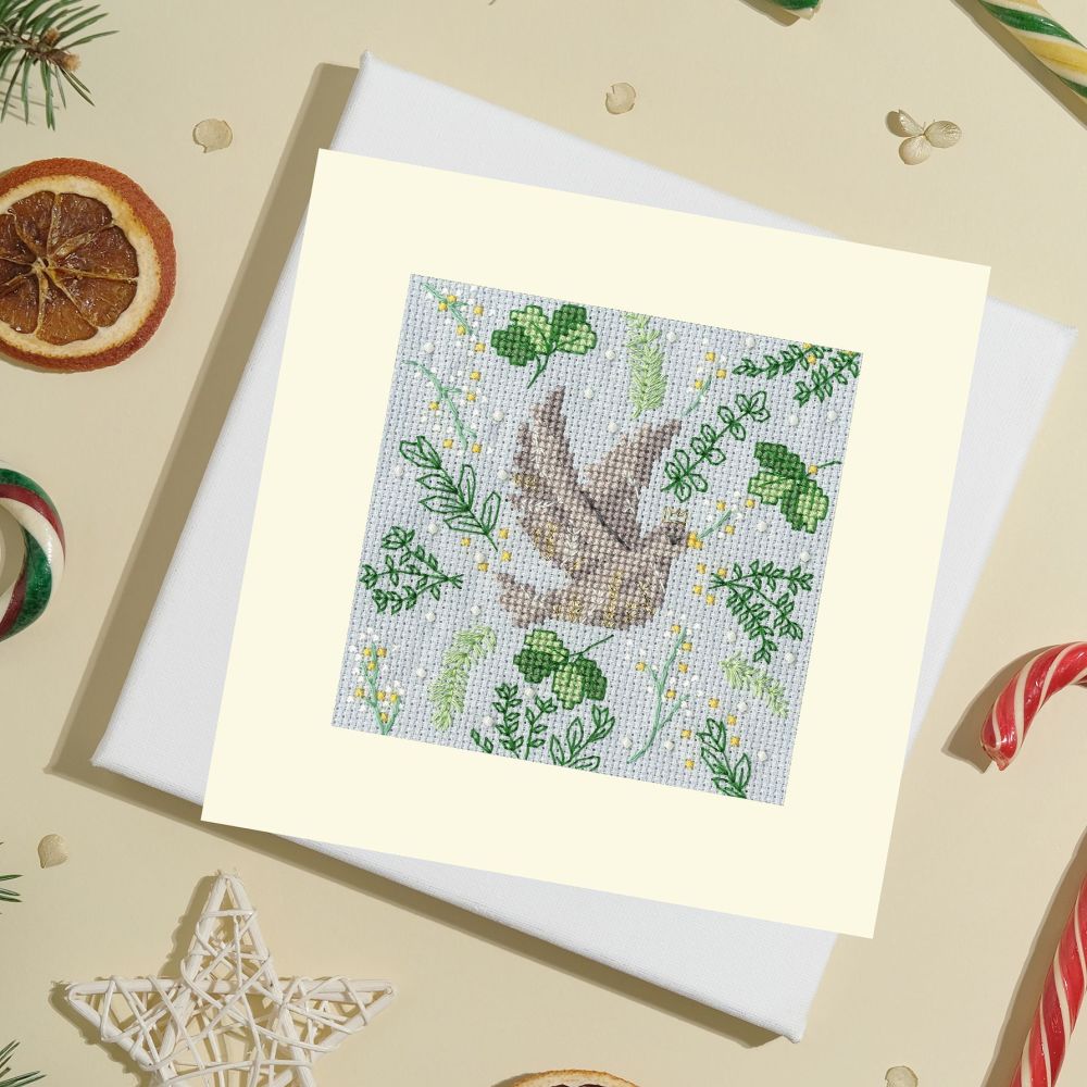 Scandi Dove Christmas Cross Stitch Card