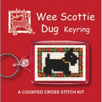 Scottie Dog Cross Stitch Keyring