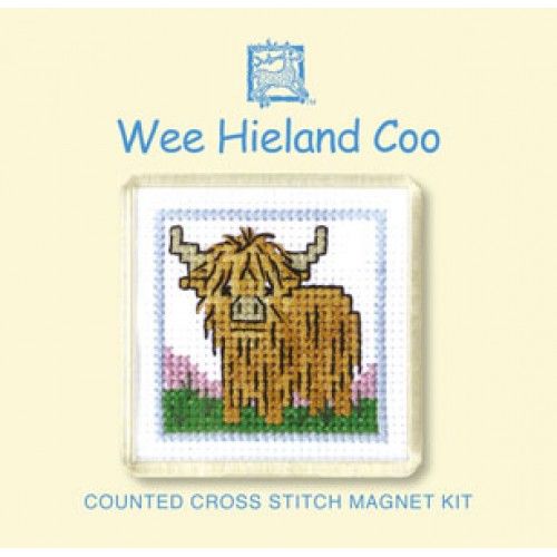 Wee Hieland Coo Fridge Magnet Cross Stitch