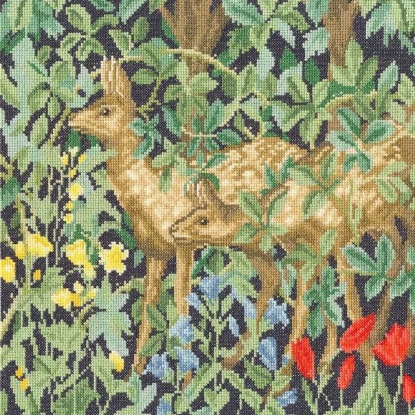 Greenery Deer  (William Morris)  Cross Stitch