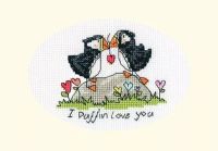 I Puffin Love You Cross Stitch Card - Bothy Threads