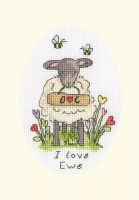 I Love Ewe Cross Stitch Card - Bothy Threads