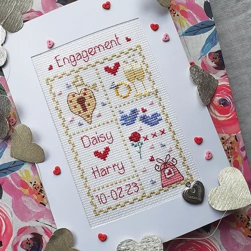 Engagement Mini Sampler Card Kit - Nia Cross Stitch