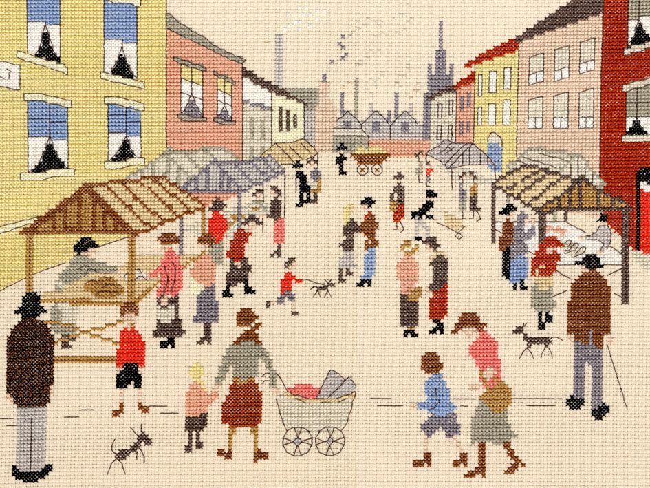 Friday Market - Cross Stitch (L.S. Lowry)