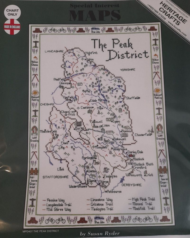 Peak District Map Cross Stitch CHART ONLY