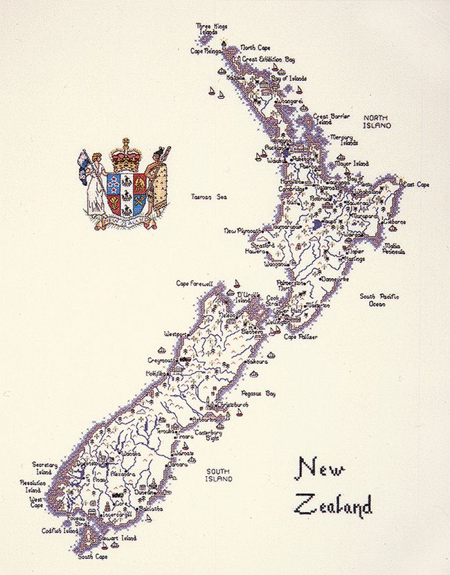 New Zealand - Map Cross Stitch Chart
