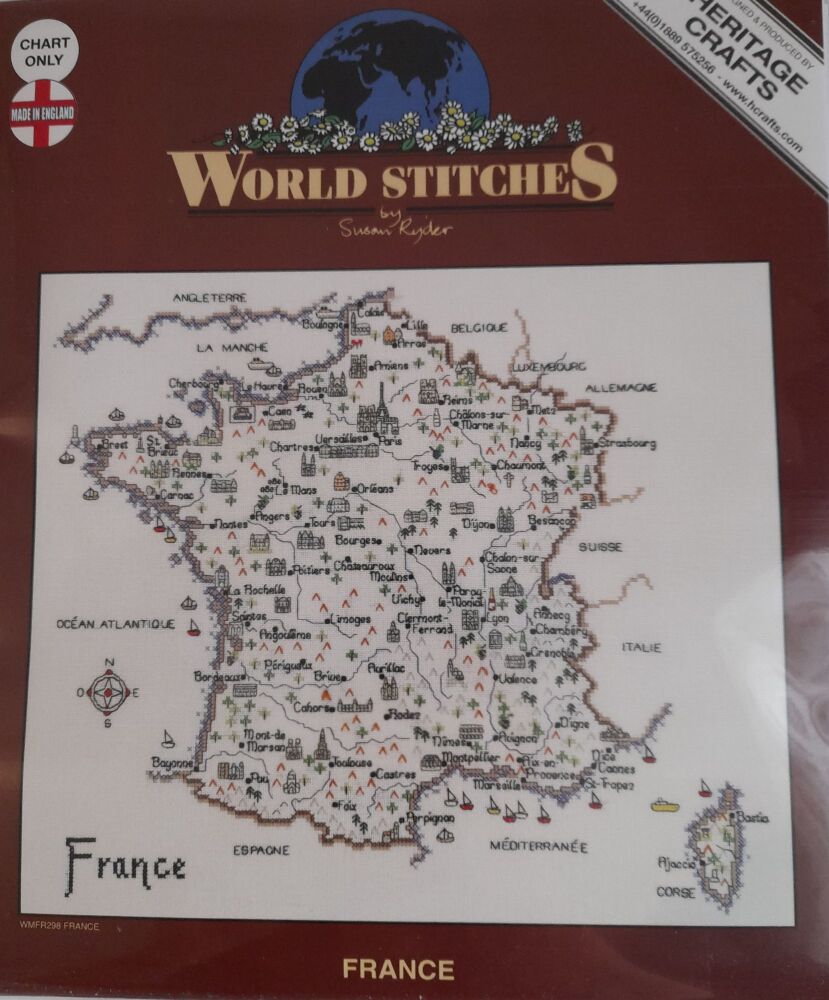 France - Map Cross Stitch CHART ONLY
