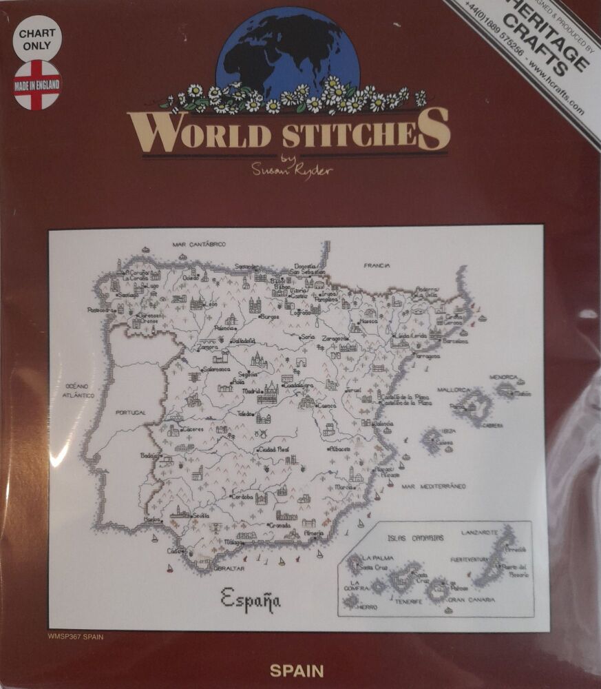 Spain - Map Cross Stitch CHART ONLY