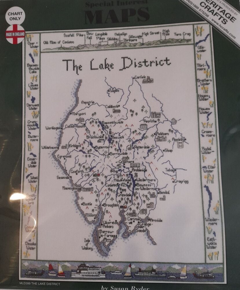 Lake District Map Cross Stitch CHART ONLY
