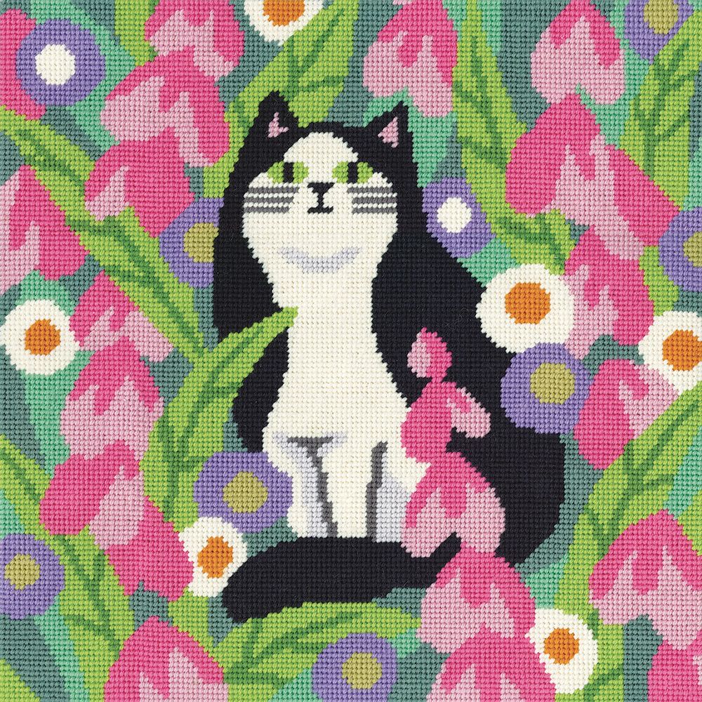 Black & White Cat Tapestry Kit - Heritage Crafts