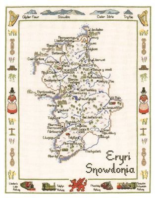 Snowdonia Wales Map Cross Stitch Chart