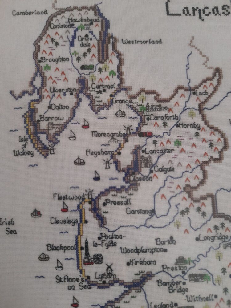 Lancashire and Furness - Map Cross Stitch CHART ONLY