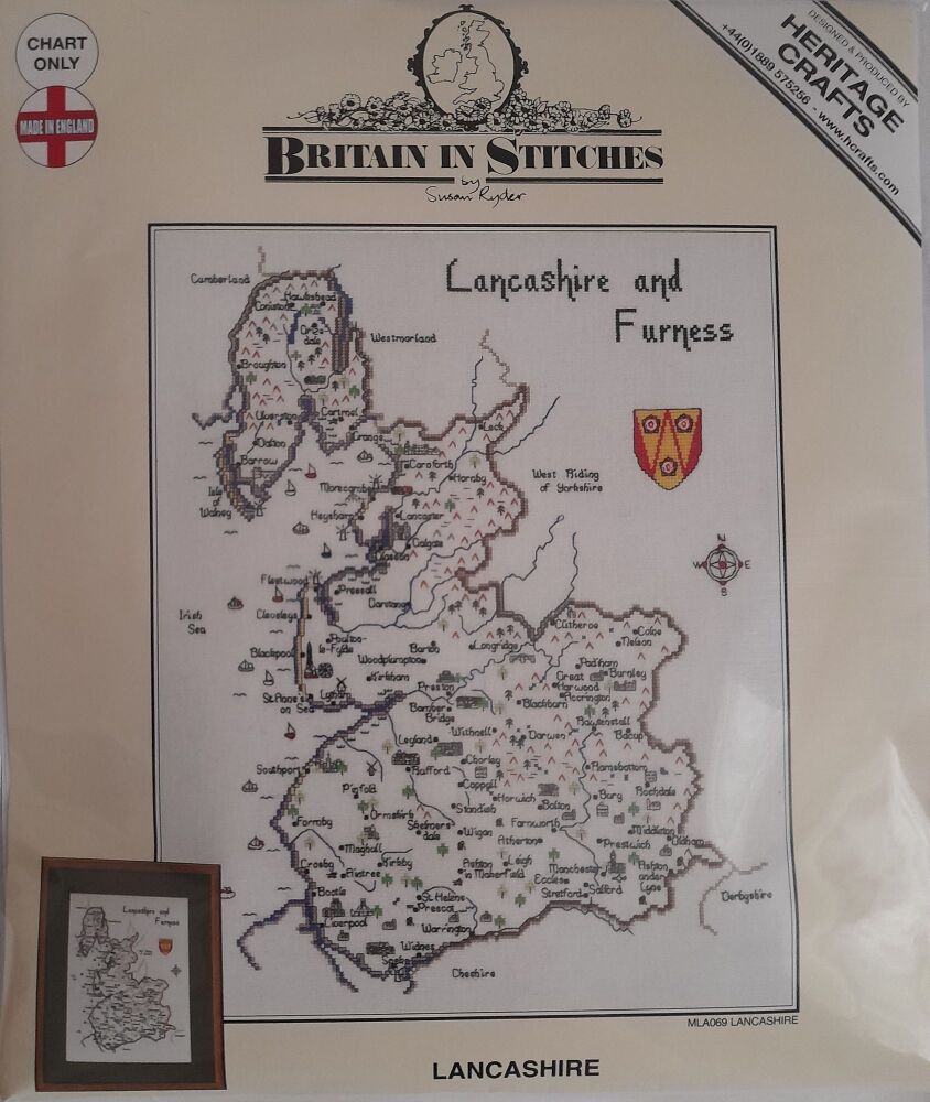 Lancashire and Furness - Map Cross Stitch CHART ONLY