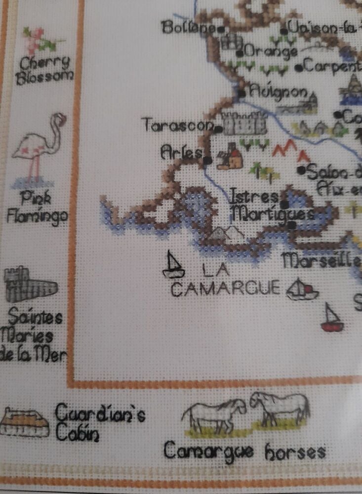 Provence - France - Map Cross Stitch CHART ONLY