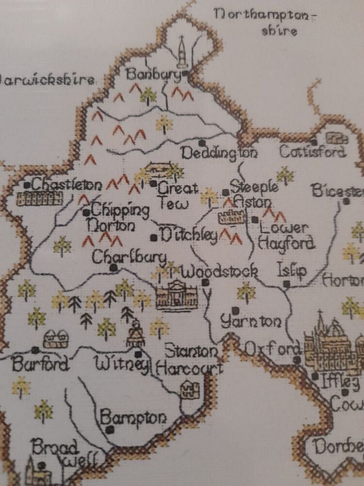 Oxfordshire - Map Cross Stitch CHART ONLY