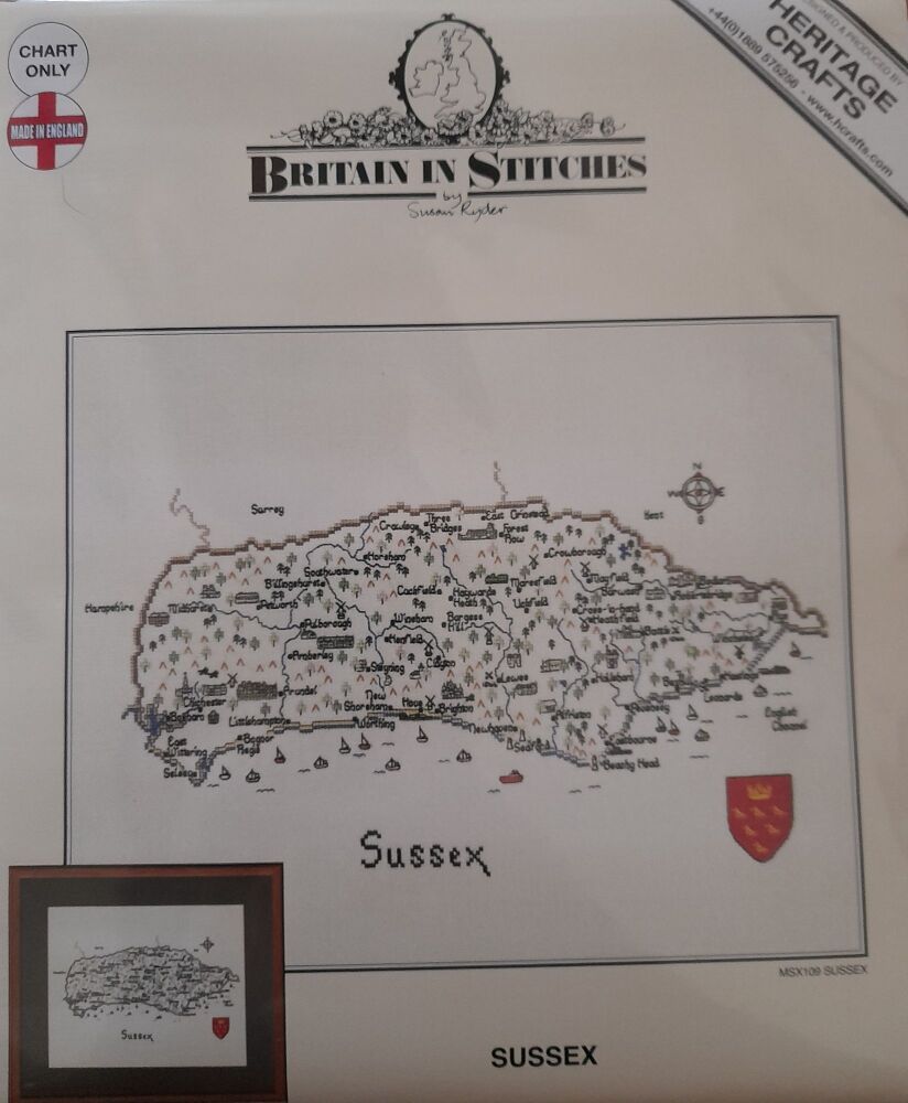 Sussex - Map Cross Stitch CHART ONLY