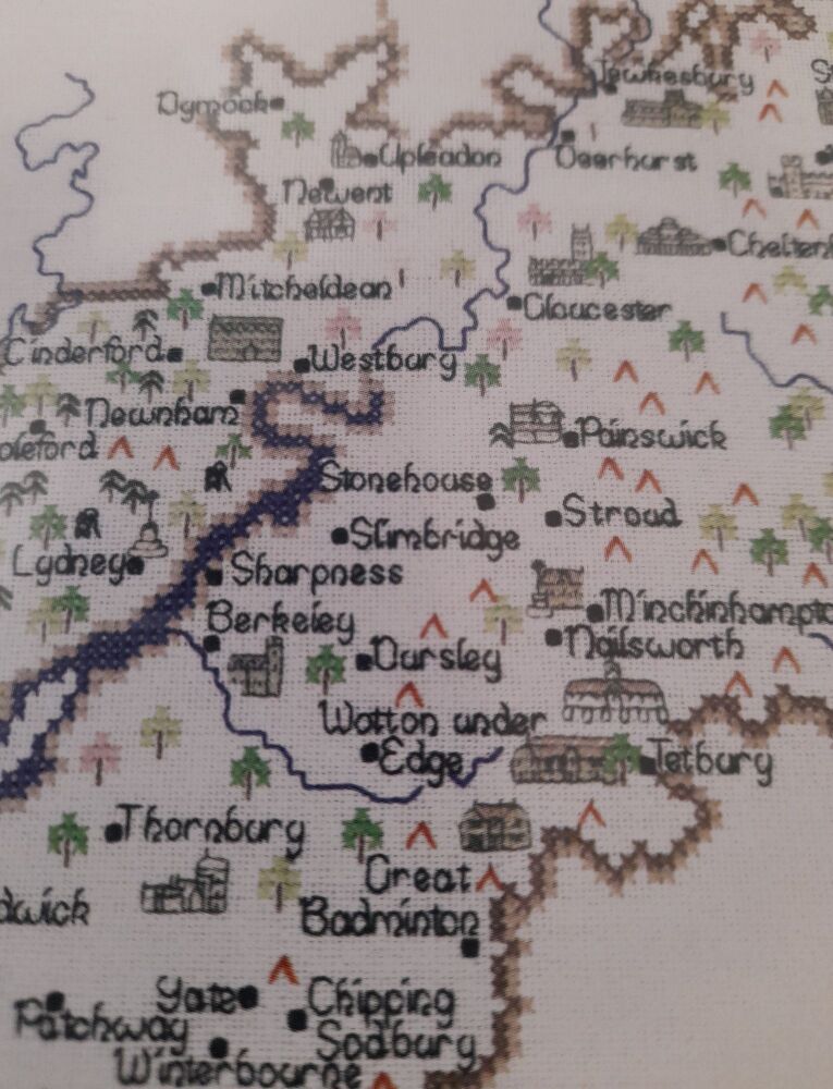 Gloucestershire - Map Cross Stitch CHART ONLY