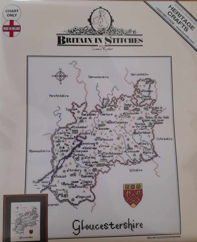 Gloucestershire - Map Cross Stitch Chart