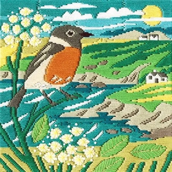 Set of 4 Birds - Silken Scenes Long Stitch Kits