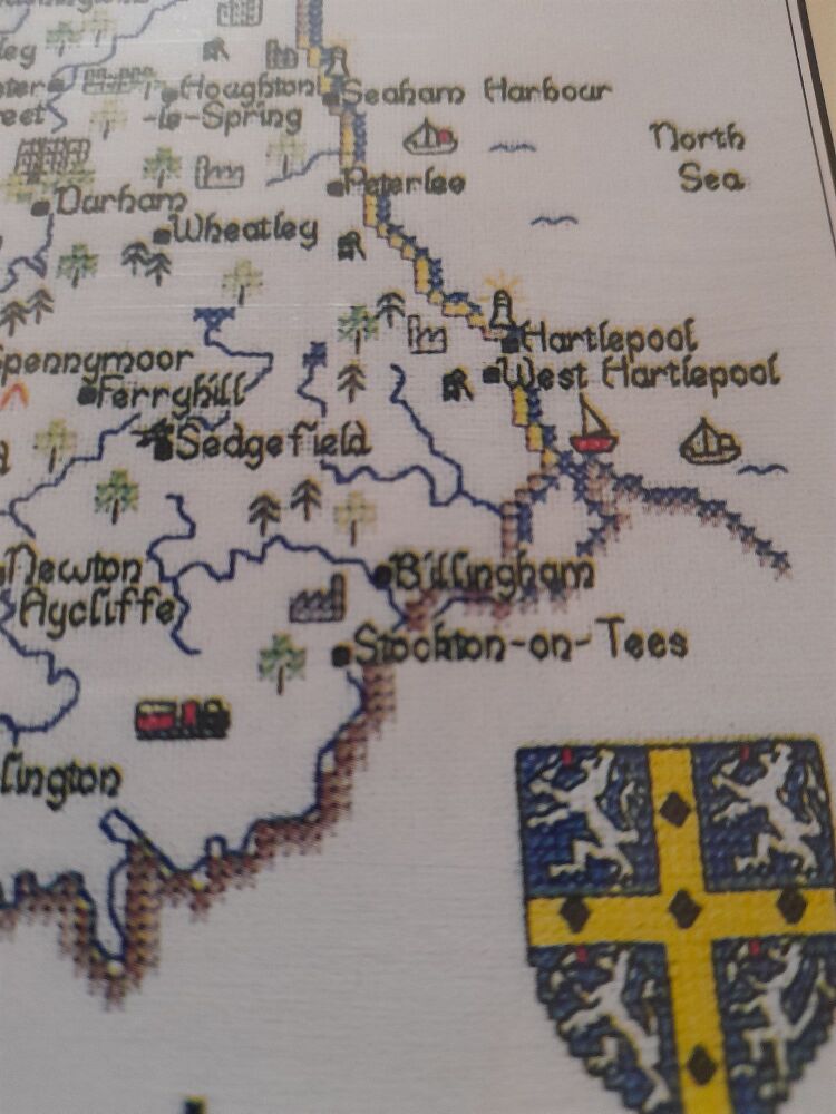 Durham - Map Cross Stitch CHART ONLY