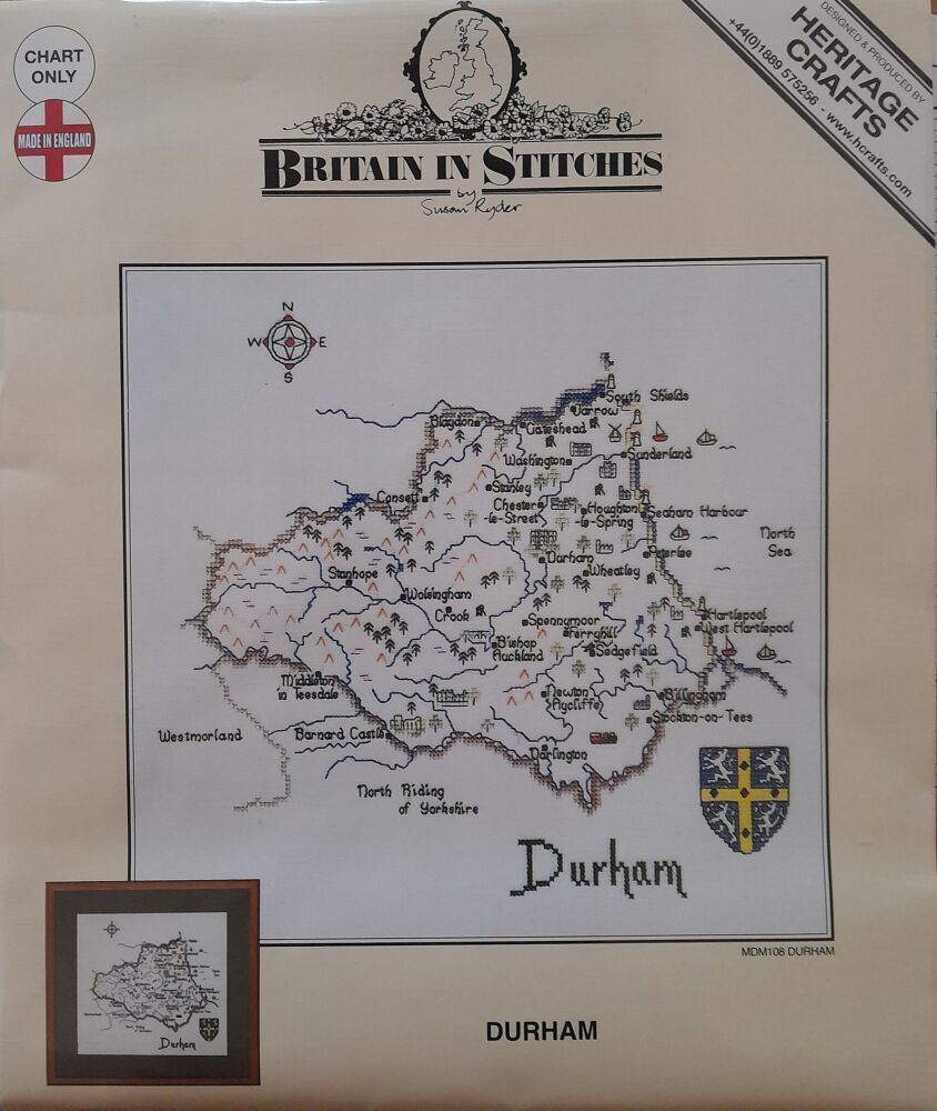 Durham - Map Cross Stitch Chart