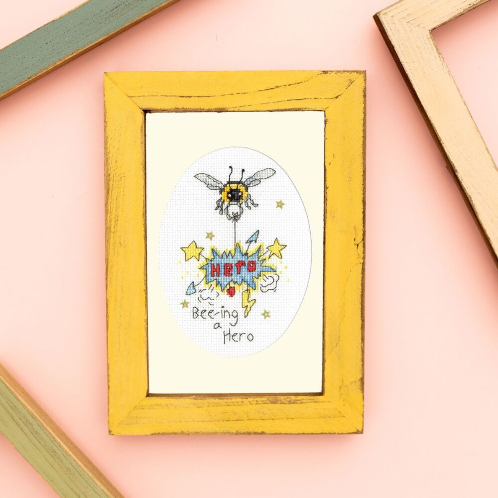 Bee-ing  a Hero Cross Stitch Card - Bothy Threads